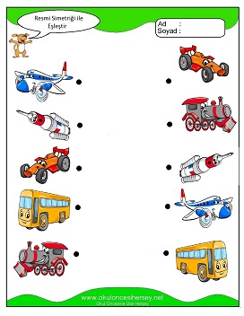 Simetrisi ile Eşleştir Çalışma Sayfaları